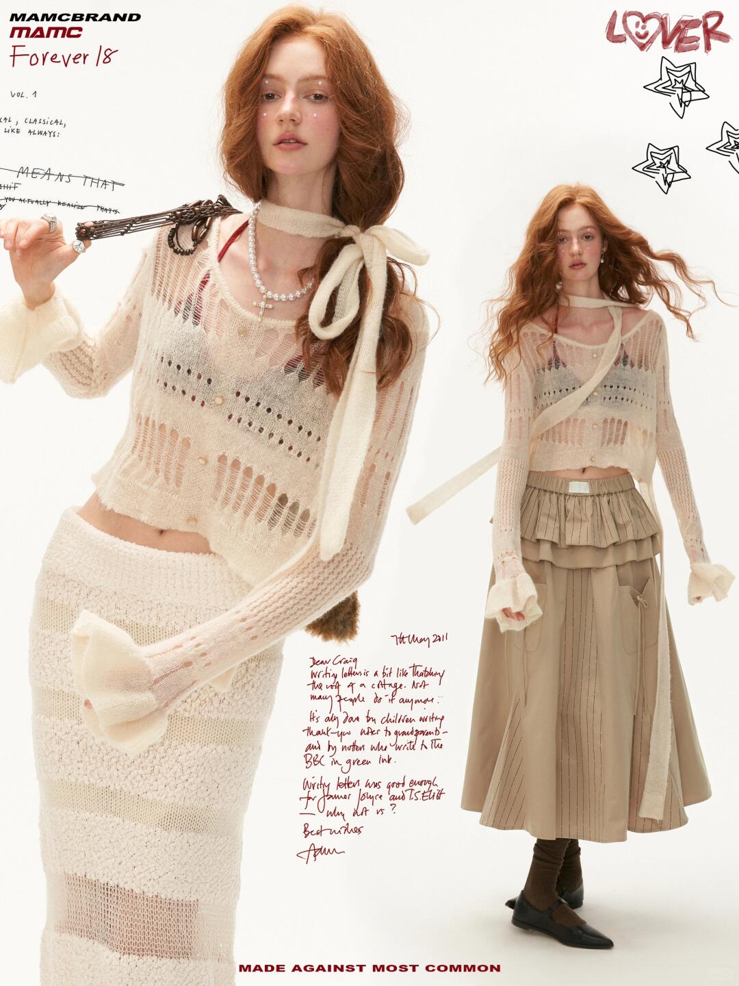 MAMC - Wide-Neck Cutout Cropped Knit Cardigan (Black / Yellow / Beige / Plaid Bra)