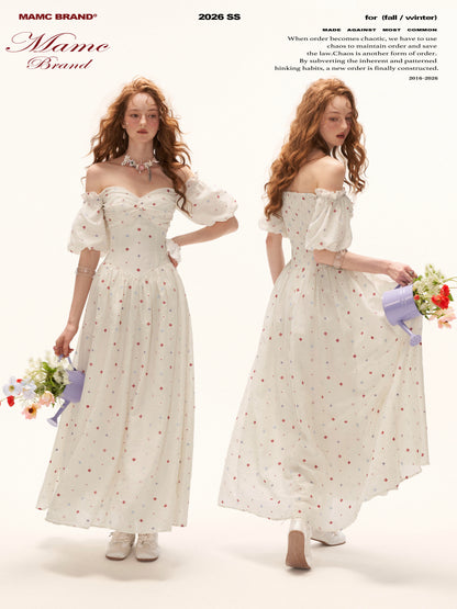 Romantic Floral Twist-Bustier Maxi Dress WE966