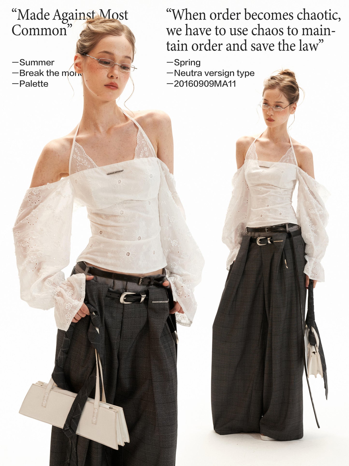 White Off-Shoulder Embroidered Halter Blouse WE994