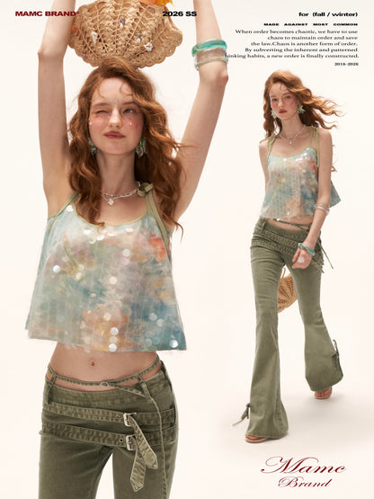 Iridescent Watercolor Sequin Cami Top WE935