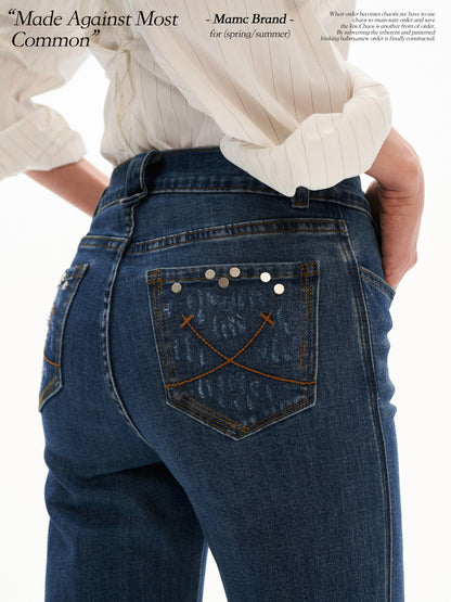 Vintage Blue Wide-Leg Denim Jeans