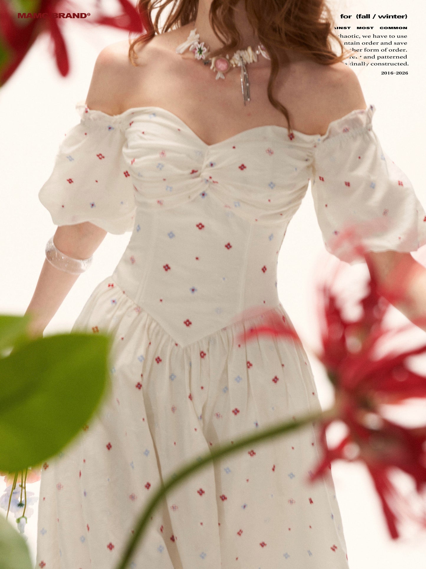 Romantic Floral Twist-Bustier Maxi Dress WE966