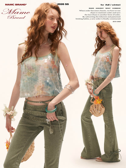 Iridescent Watercolor Sequin Cami Top WE935