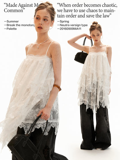 Ethereal White Lace Tiered Mini Dress WE996