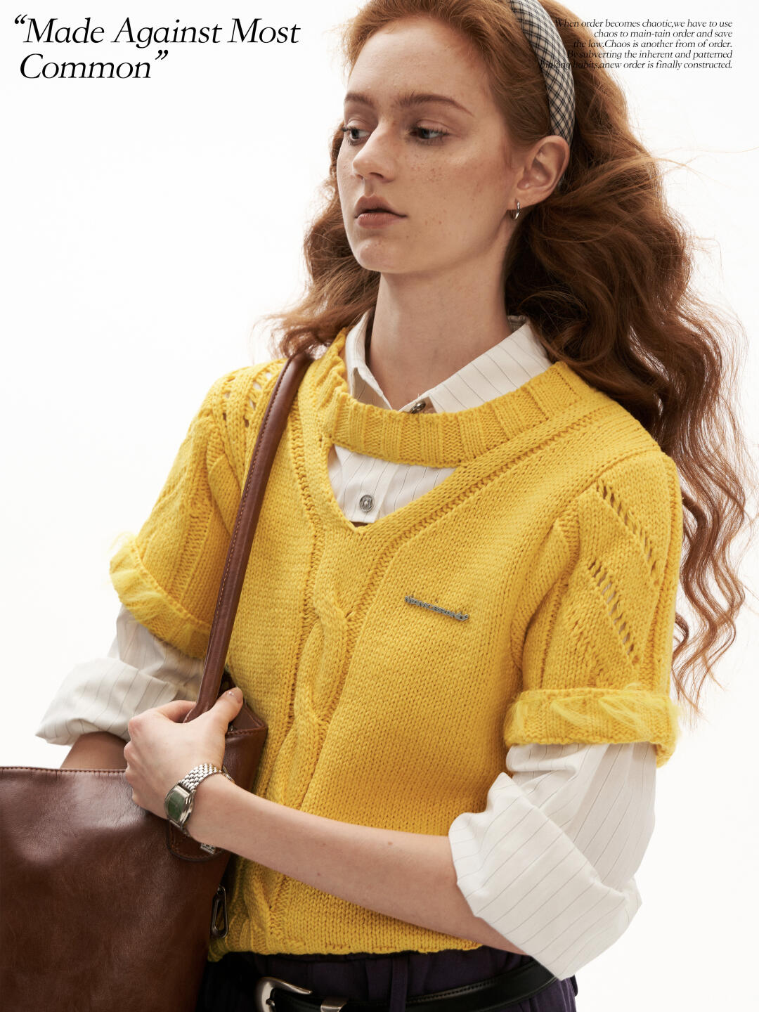 MAMC - Sunny Muse Short-Sleeve Knit Top (Yellow / White)