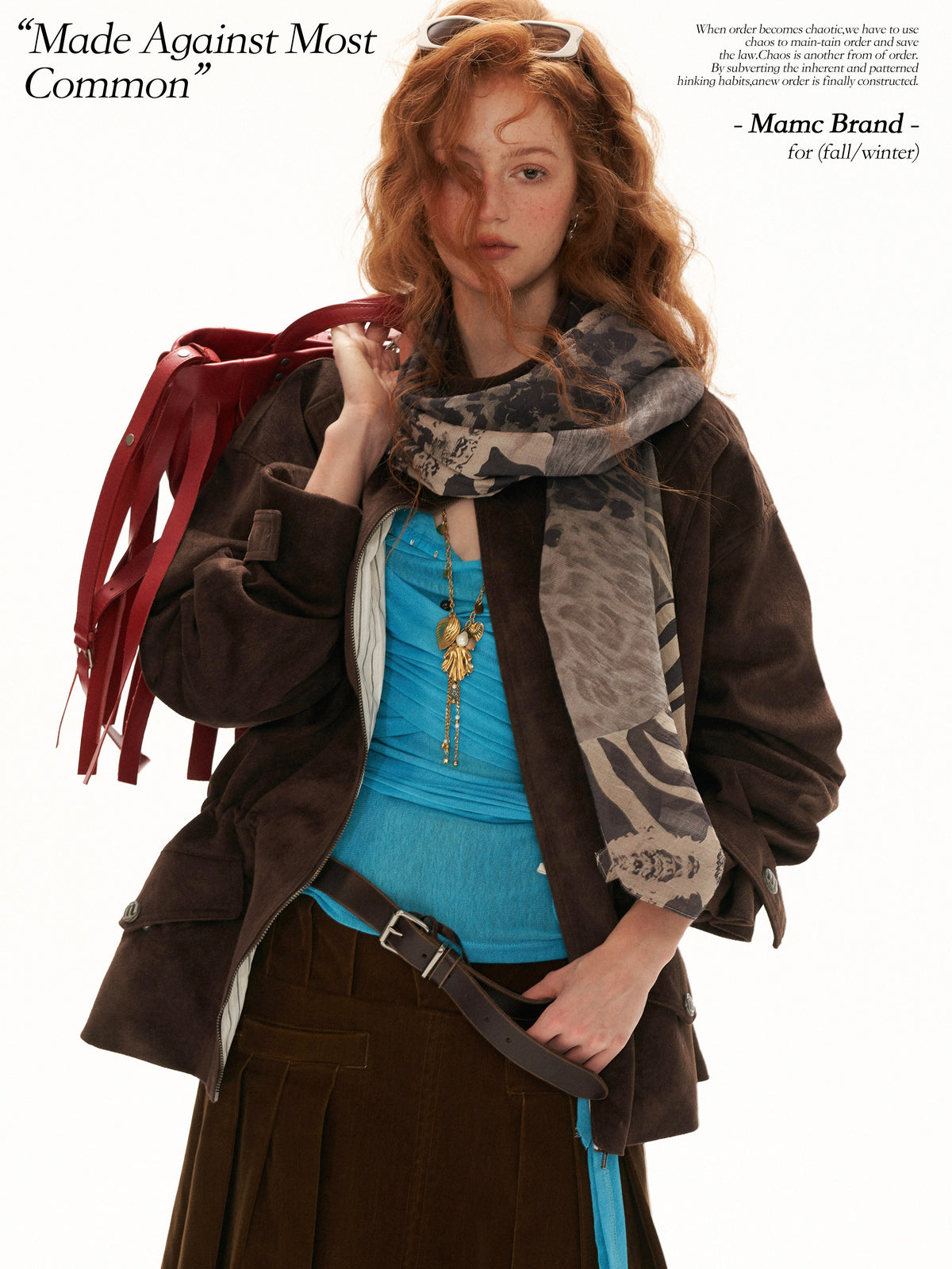 MAMC - Cloud Knit Wrap Top with Crossover Ties and Metal Claw Detail (Blue / White)