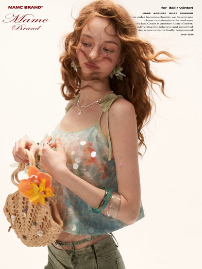 Iridescent Watercolor Sequin Cami Top WE935