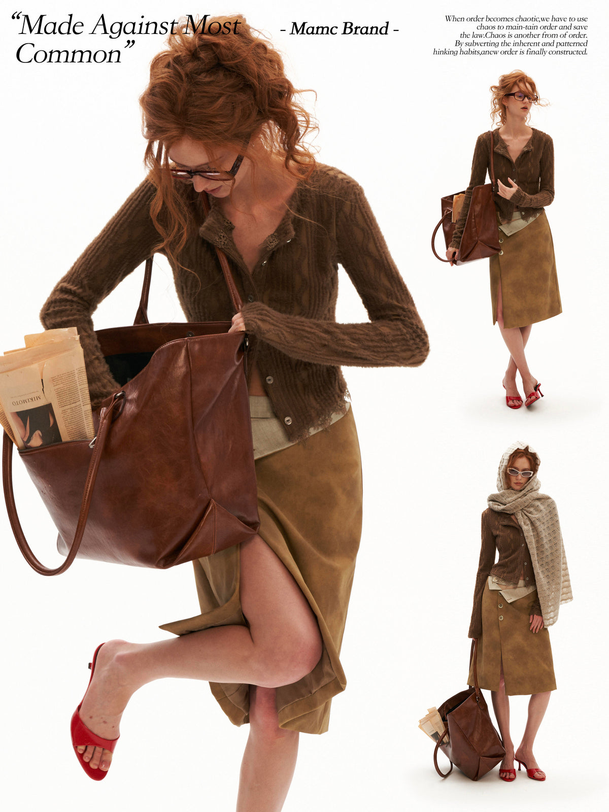MAMC - Mocha Fuzzy Diamond-Texture Lace Knit Cardigan (Brown / Gray / Beige)