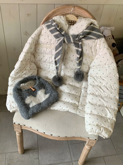 BIBIBENCY - White Polka Dot 90% Duck Down Puffer Jacket