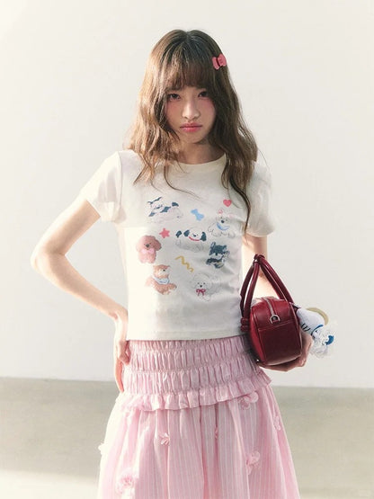罐头粪便 - Two-Way Striped Ruched Cami Dress – 3D Floral Sweetheart Look