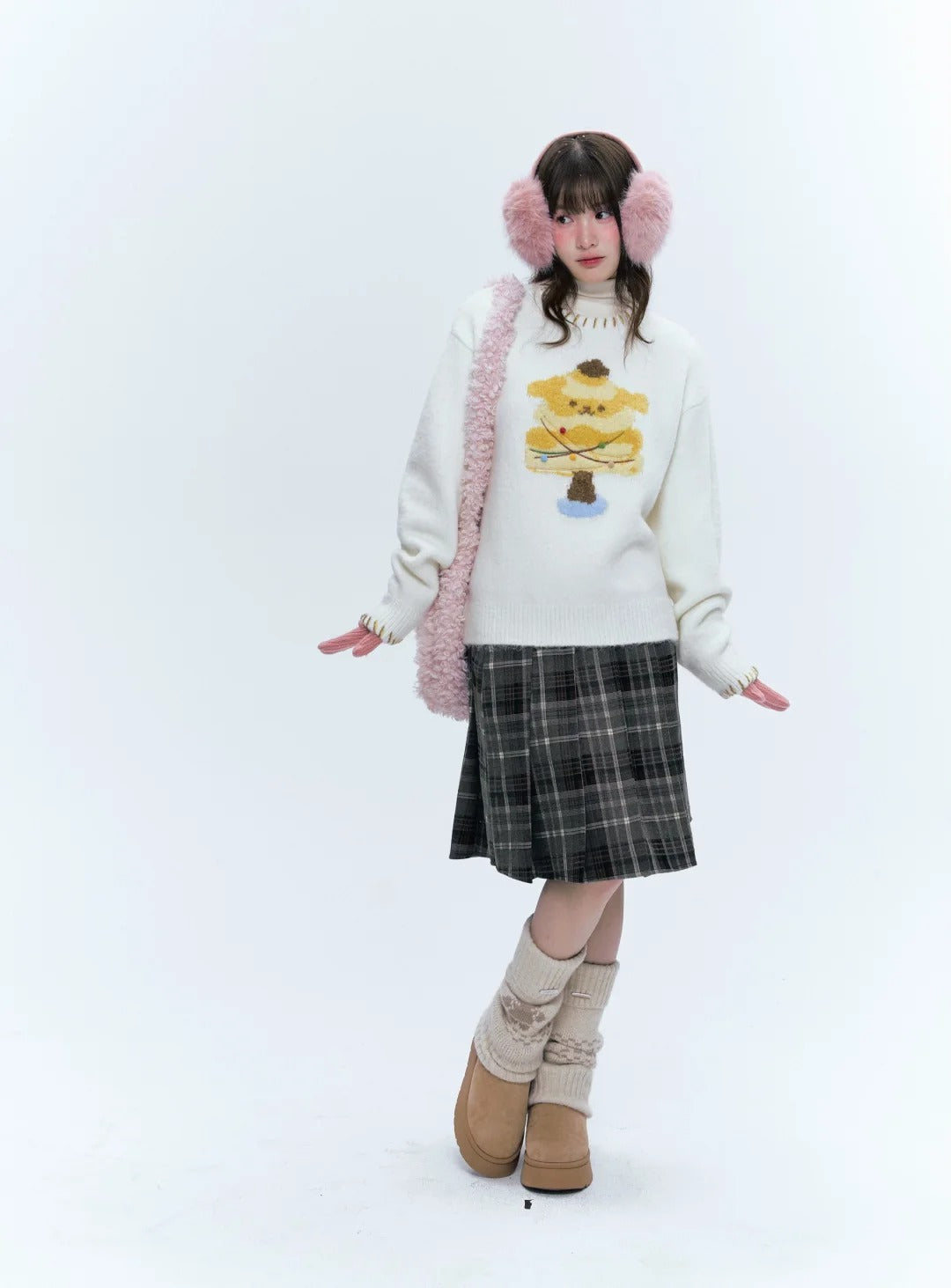 CREAMO2奶油氧气 - Sweet Pudding Puppy Ivory Knit Sweater