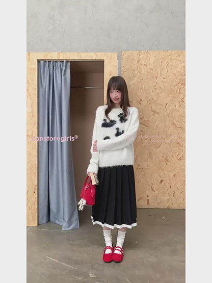 罐头士多所 - "Fuzzy Cat Whimsy" Knit Pullover Sweater LL2025193