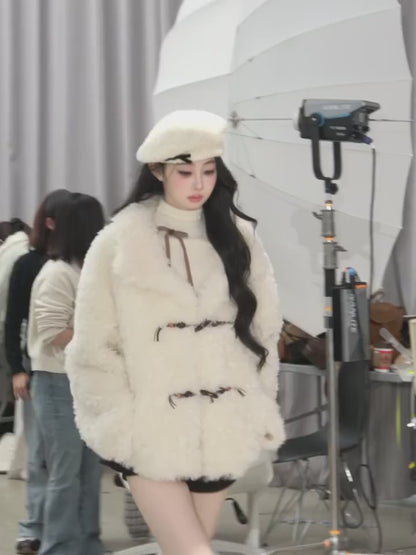 少也眼 “Soft Snow” Shearling Wool-Blend Jacket 3484356132