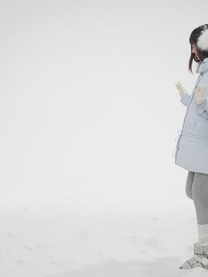 “Misty Blue Whispers” Drawstring Down Puffer Coat LL2025293