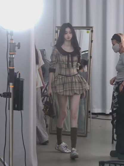 少也眼 "Miss Diana" Plaid French Babydoll Dress 78658645
