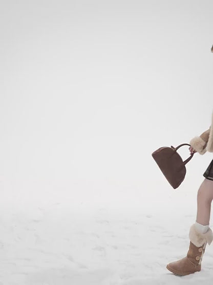 “Pinecone & Snow” Retro Faux Shearling Short Jacket PP2025255