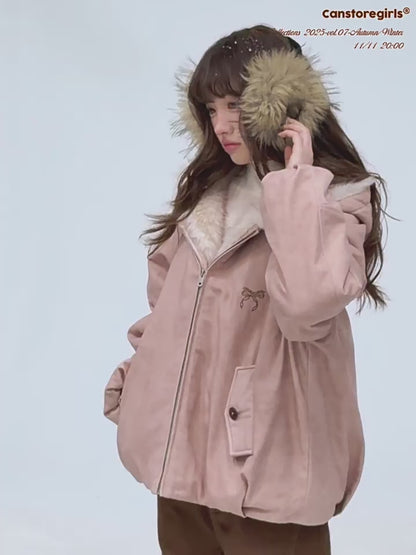 “Blushing Mist" Reversible Faux Fur Parka Jacket LL2025299