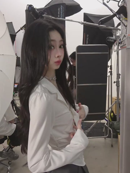 少也眼 "K-Drama White Moonlight" Soft Sophisticate Blouse - White 486864