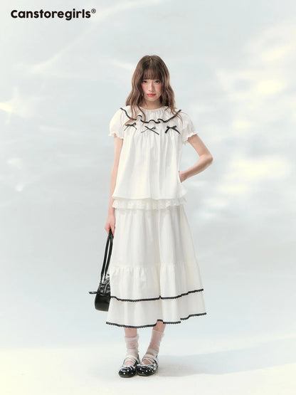 “Creamy Sweet Cocoa” Puff Sleeve Skirt Set SJ2026130