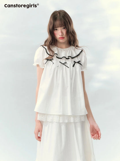 “Creamy Sweet Cocoa” Puff Sleeve Skirt Set SJ2026130