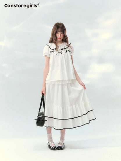 “Creamy Sweet Cocoa” Puff Sleeve Skirt Set SJ2026130